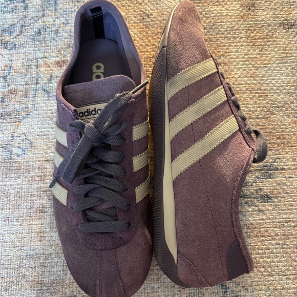 Adidas Okapi Purple Suede Shoes with White Stripes - Picture 8 of 14